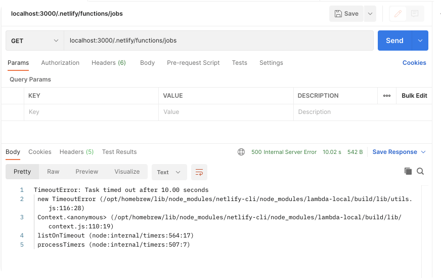 TimeoutError on Netlify Functions