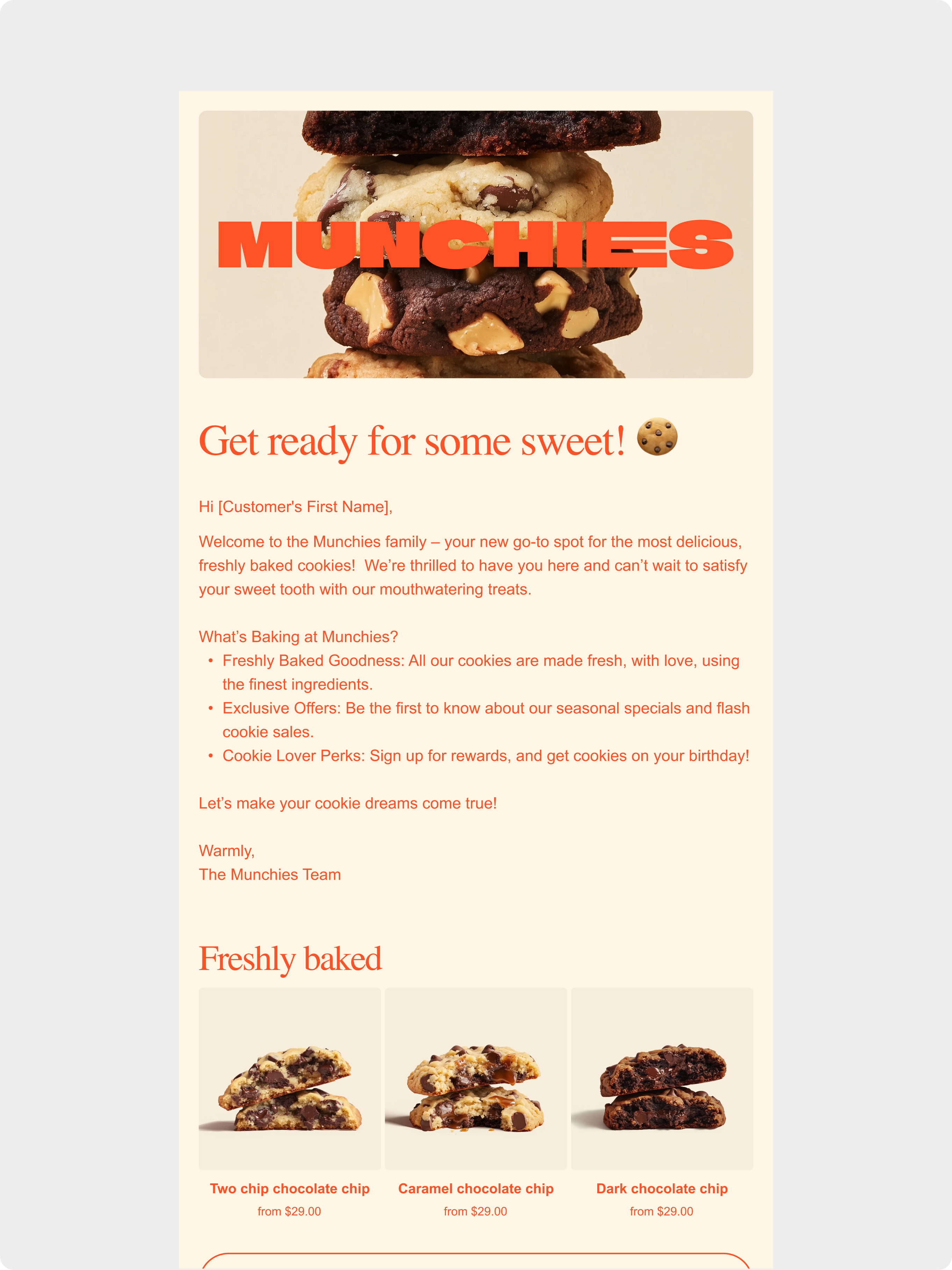 Munchies welcome email