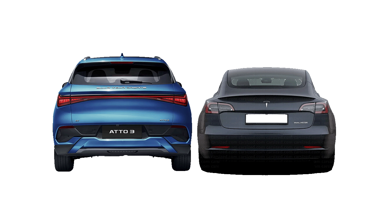 BYD Atto 3 vs Tesla Model 3 (Rear)
