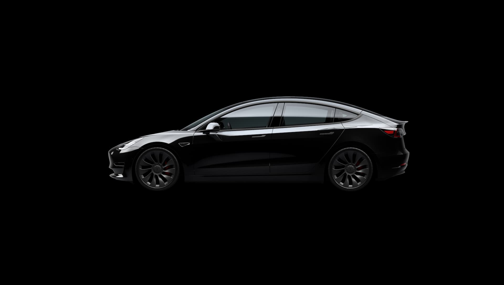 Black Tesla Model 3 Performance side view