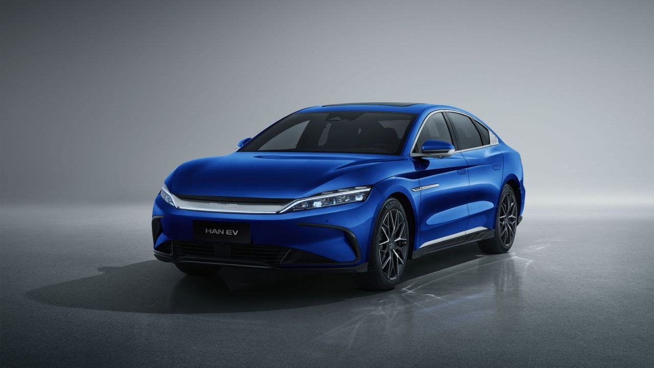 BYD Han in blue with grey background