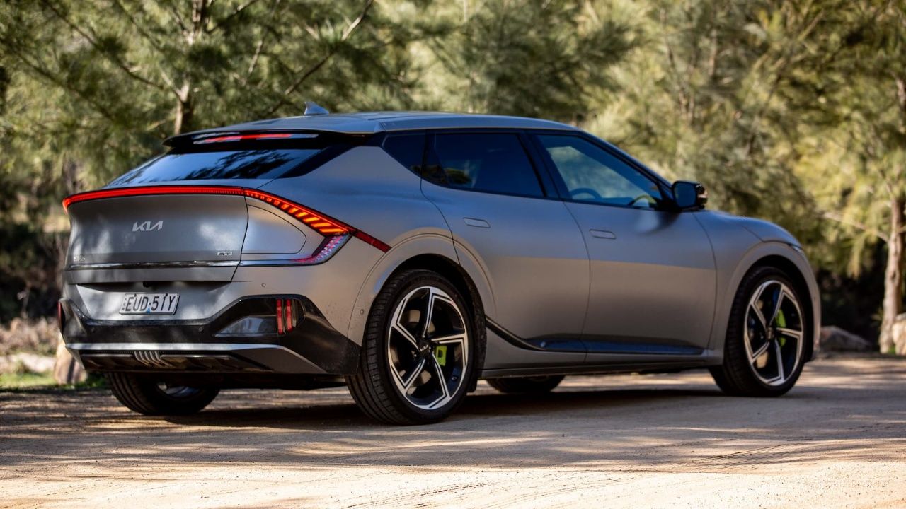 Kia EV6 GT rear on dirt road