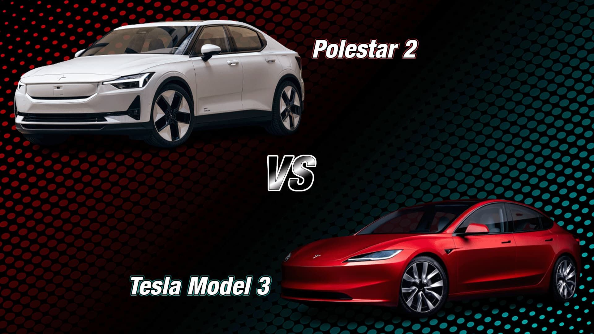Polestar 2 (2024) vs Tesla Model 3 (2024) angle