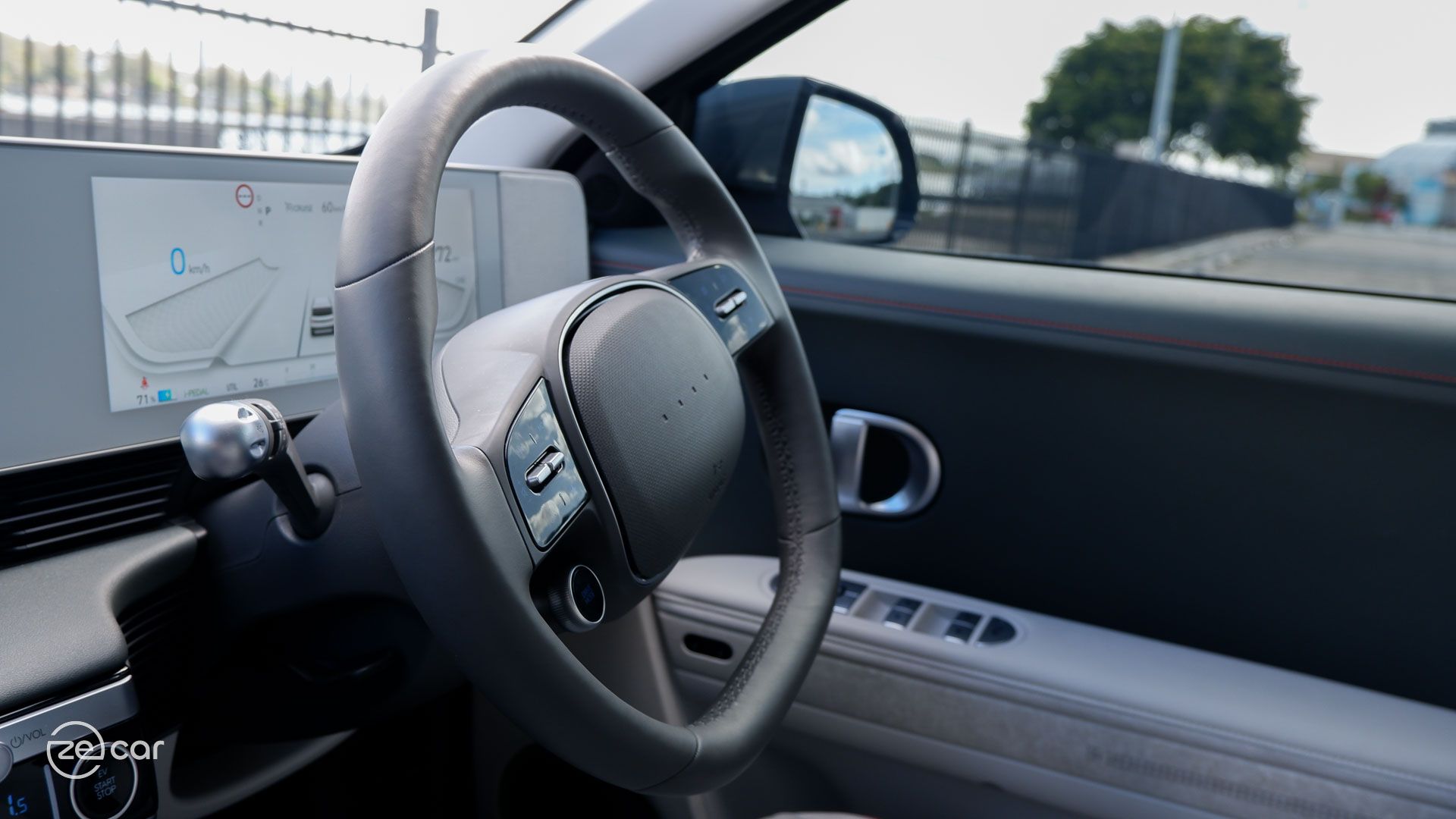 Hyundai Ioniq 5 charging bay and steering wheel