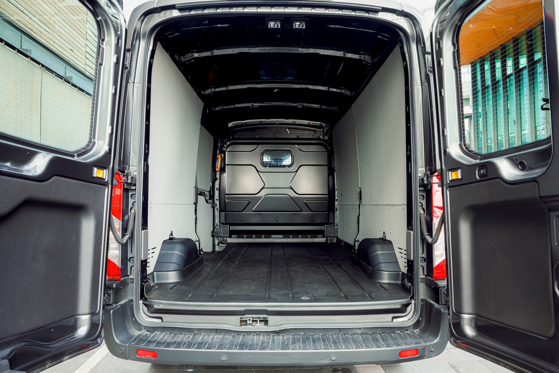 Ford E-Transit charging port and cargo area