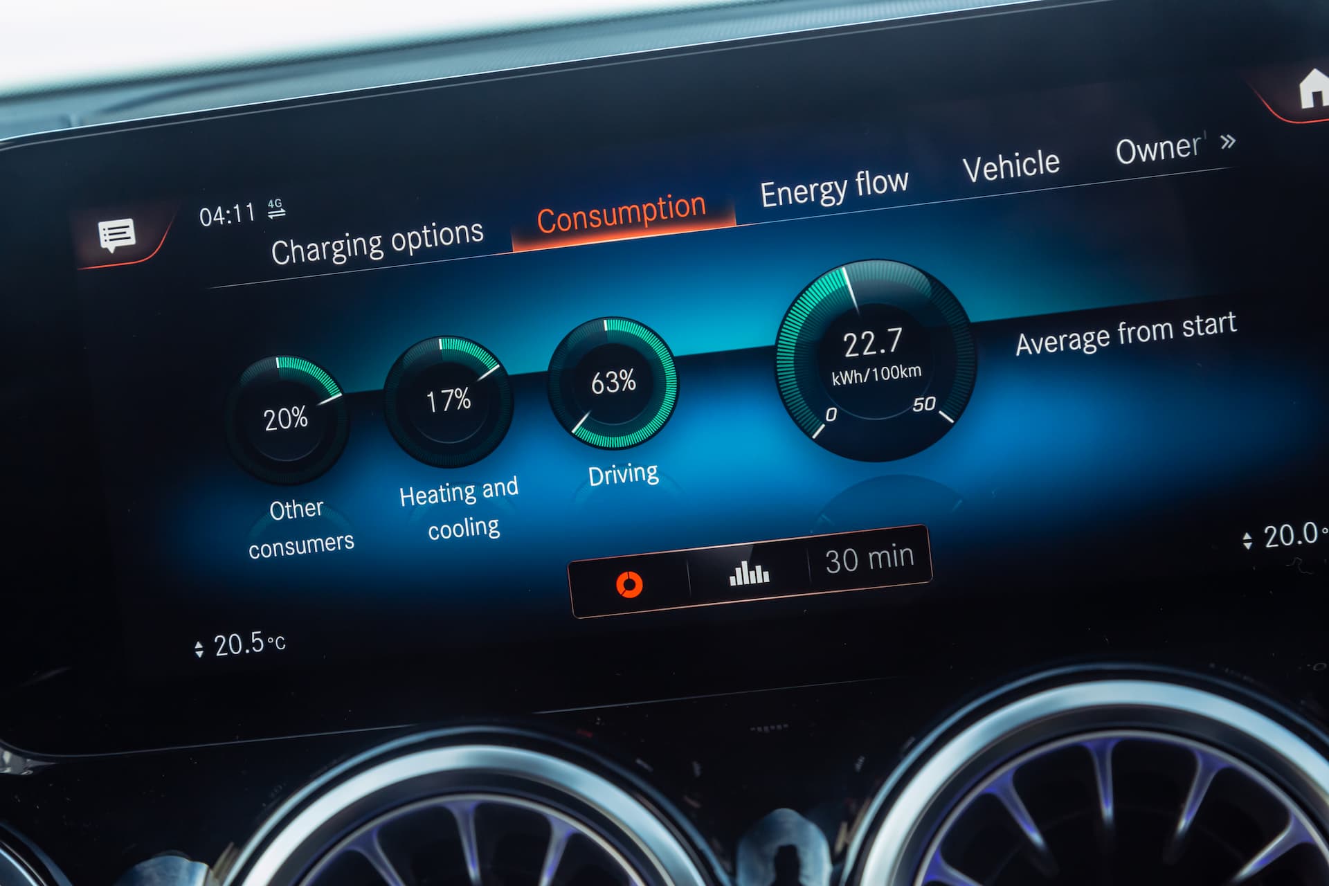 EV energy consumption screen