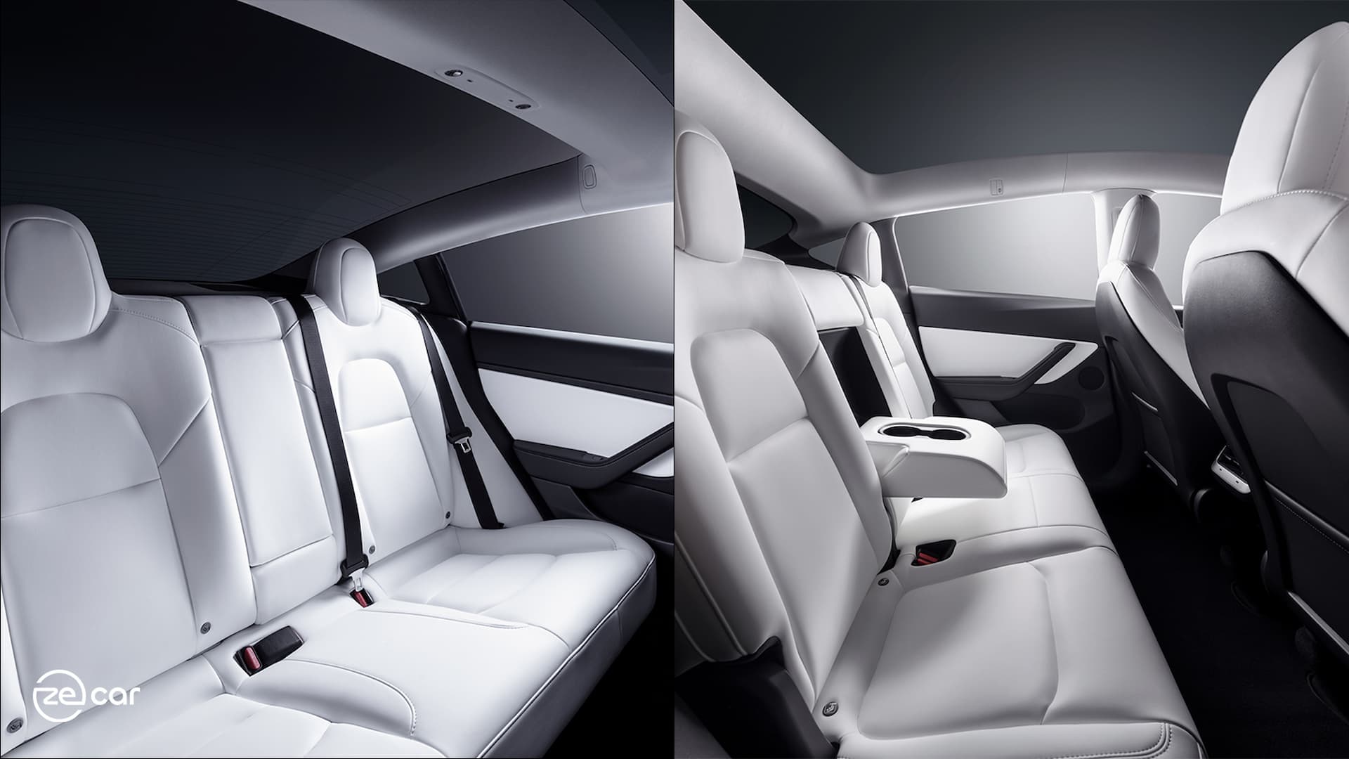 Tesla Model 3 and Model Y side-by-side rear row interior