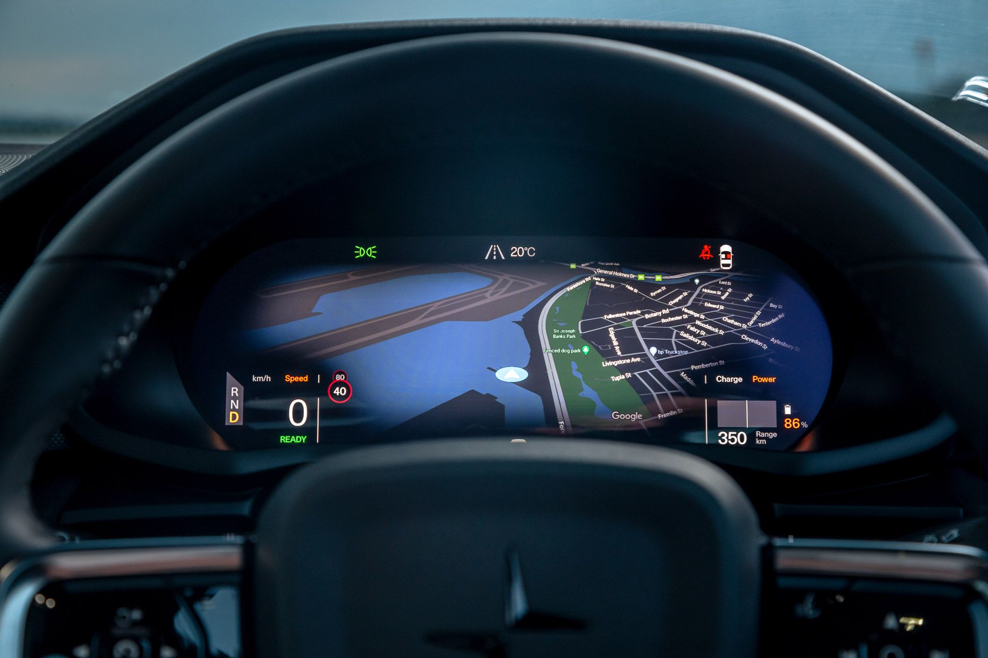 Polestar 2 touchscreen and instrument cluster
