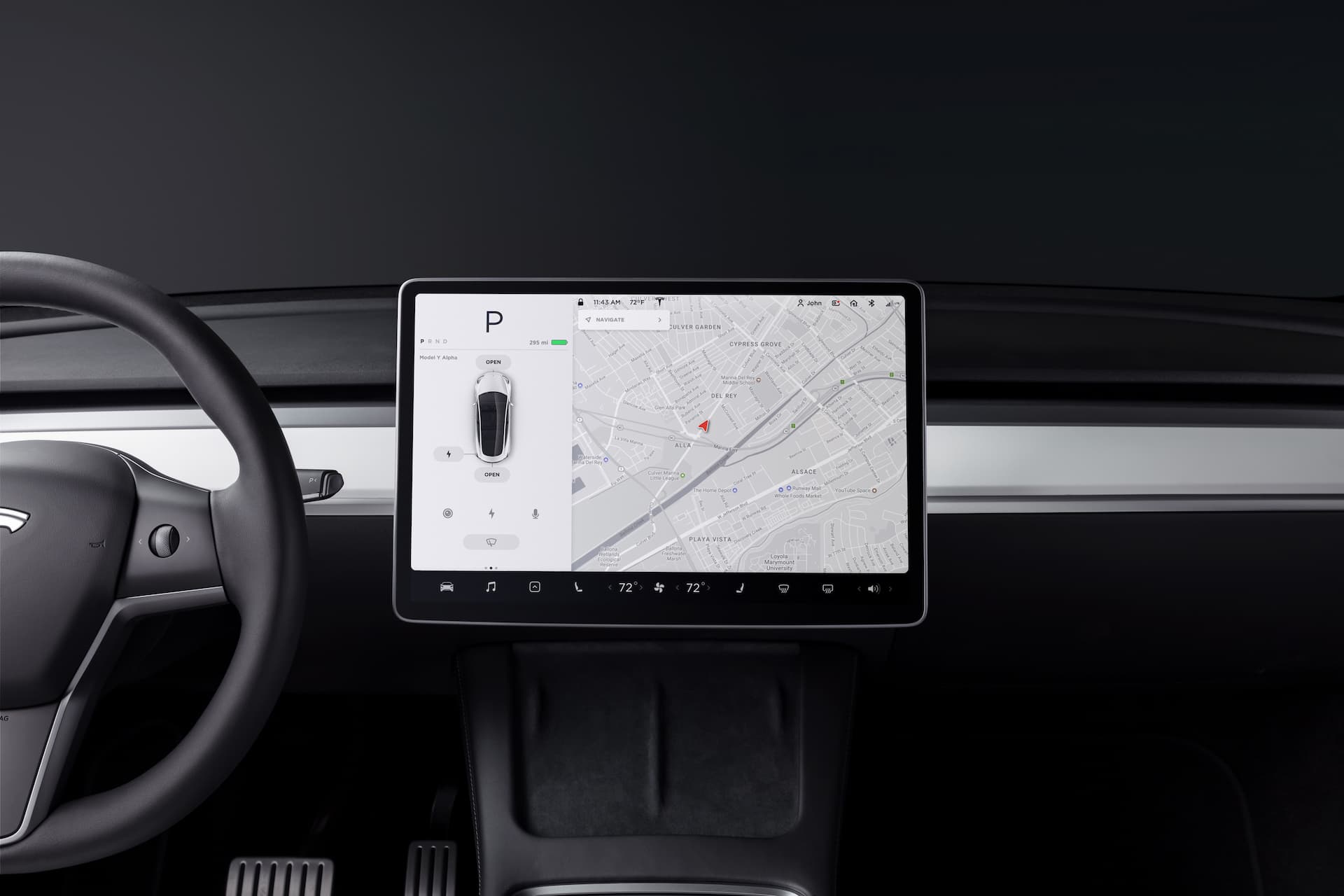 Tesla Model Y driving and touchscreen
