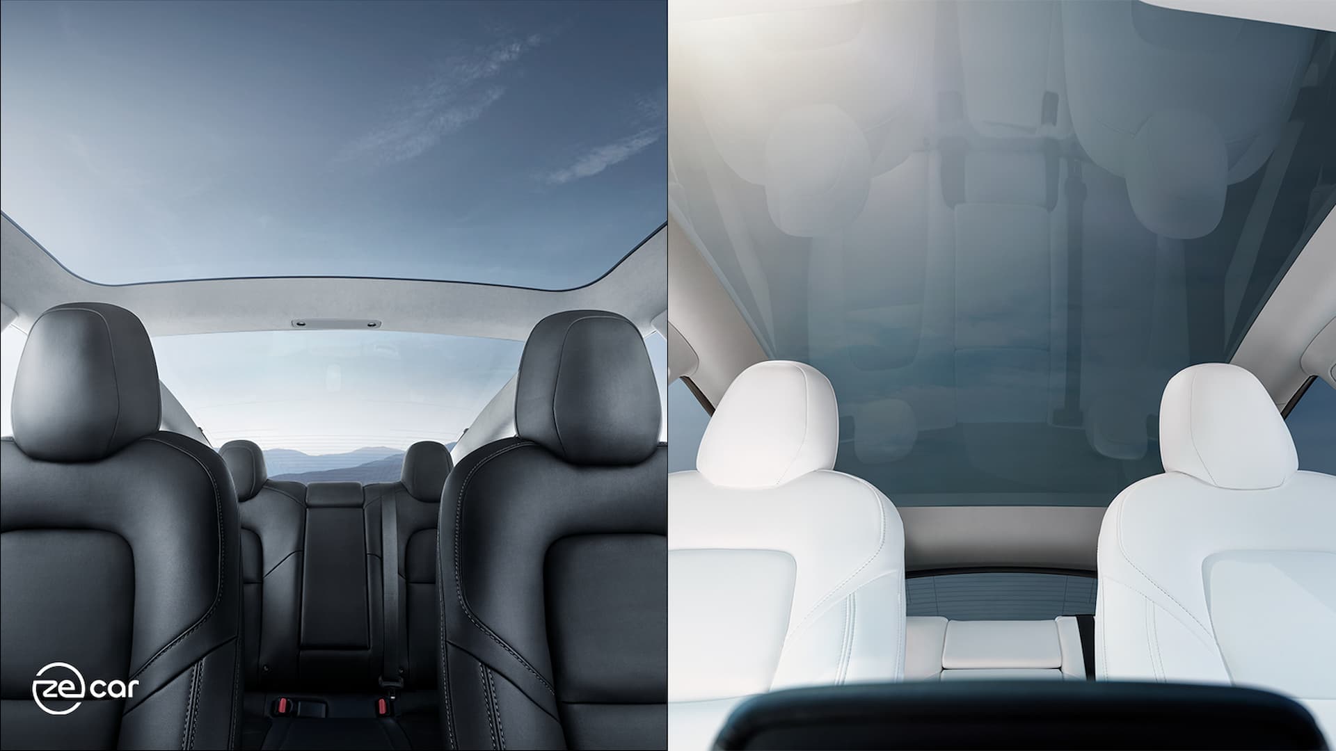 Tesla Model 3 and Model Y glass roof side-by-side