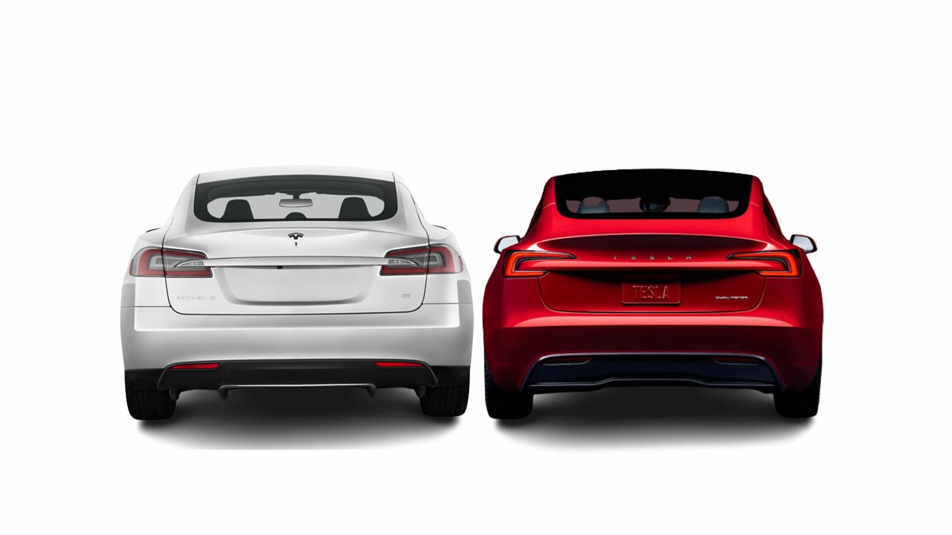 Tesla Model S vs Tesla Model 3 (2024) rear