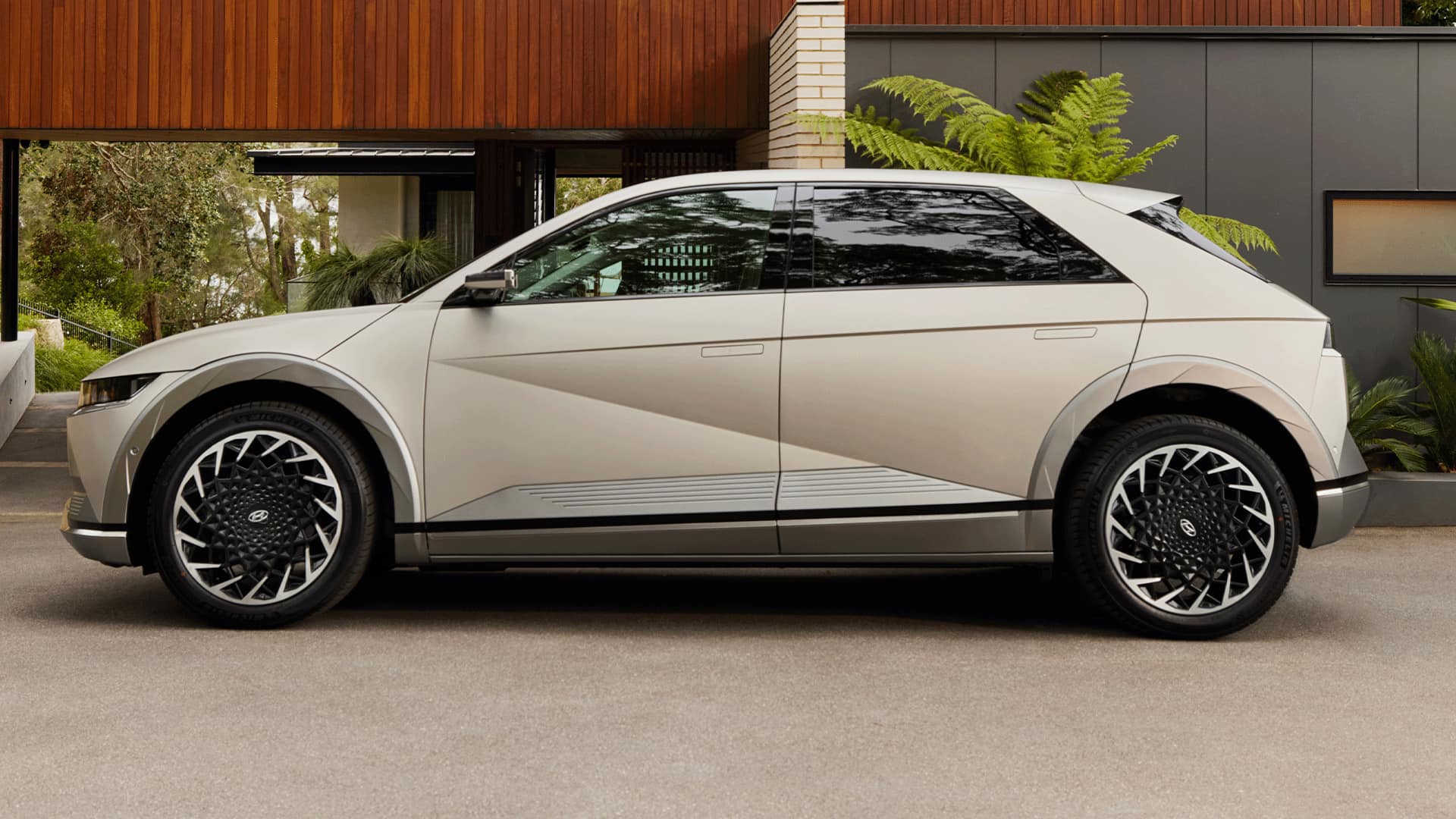 Light Brown Hyundai Ioniq 5 side view