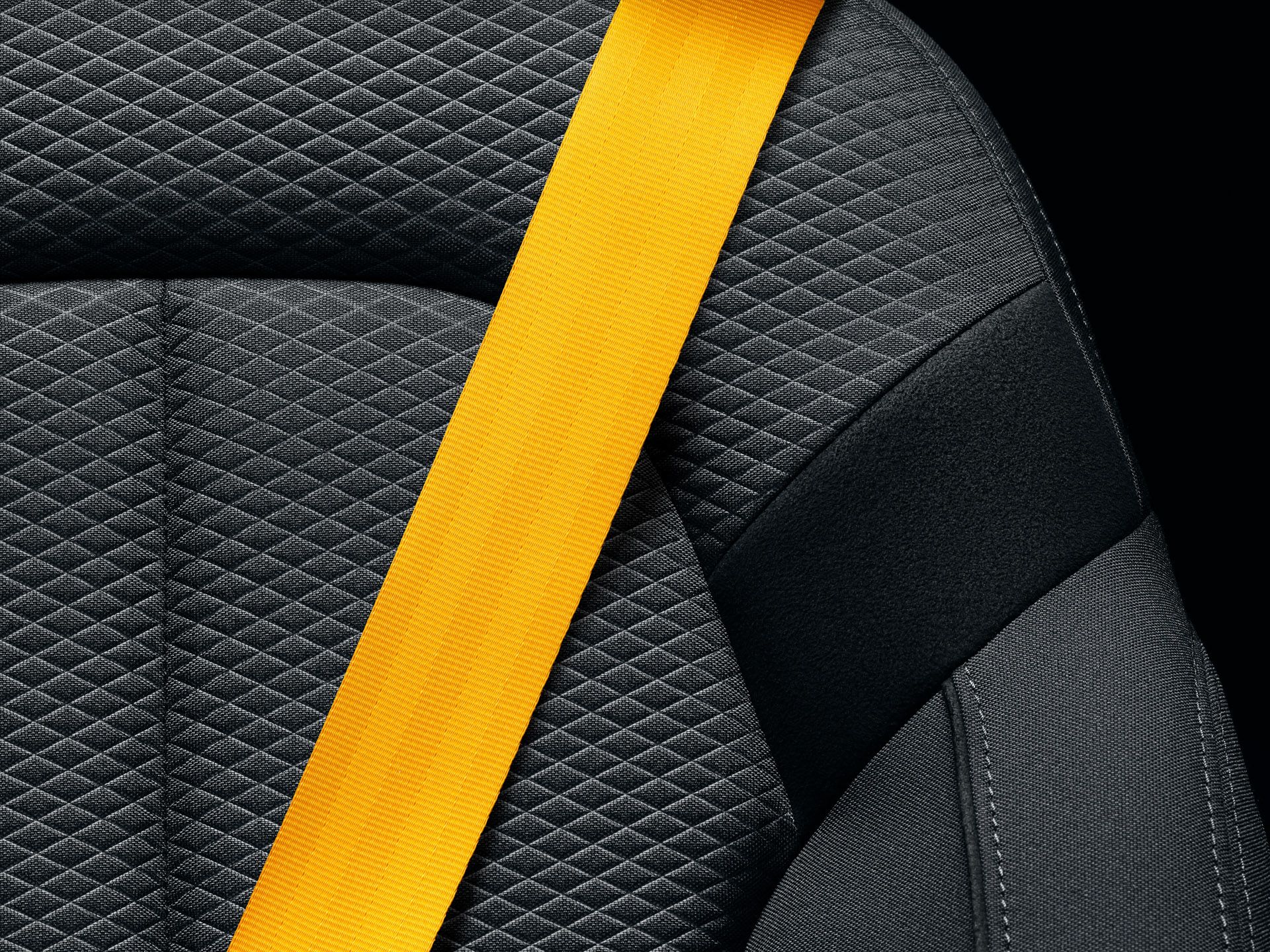 Polestar gold seatbelt and Polestar 3 interior