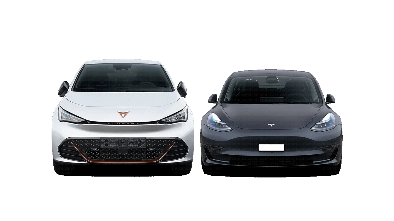 Cupra Born vs Tesla Model 3 front