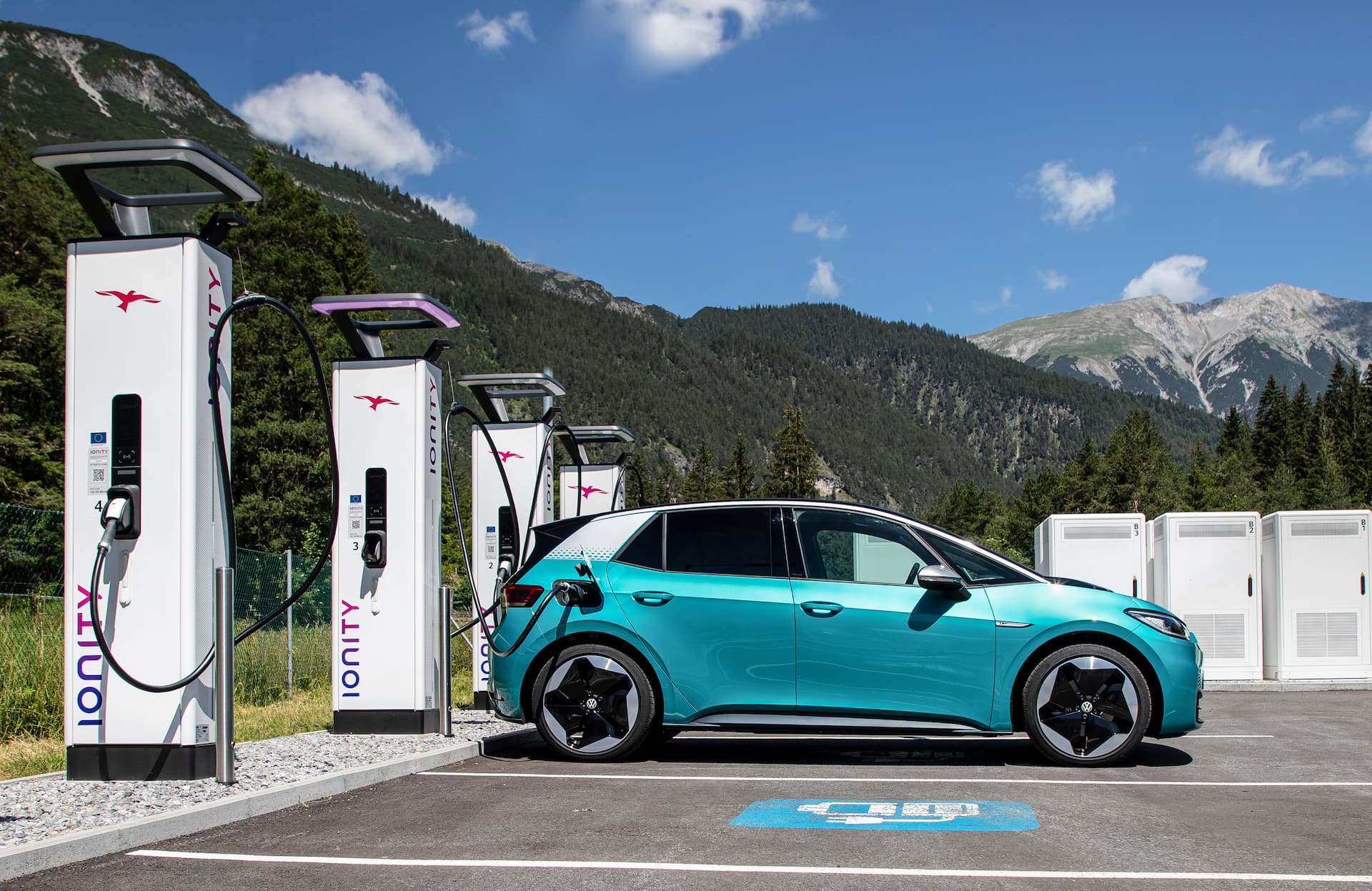 Volkswagen ID.3 electric hatch fast charging at Ionity station