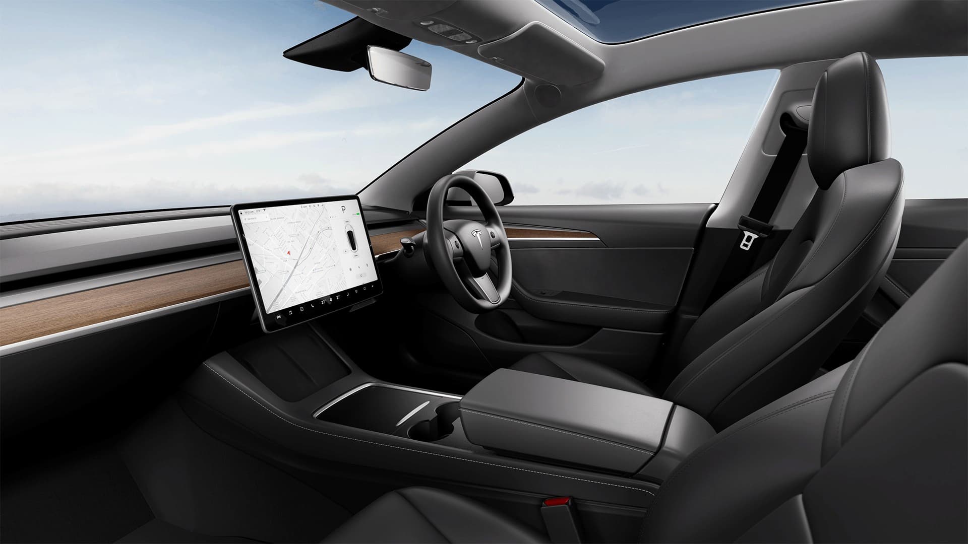 Tesla Model 3 black wood interior