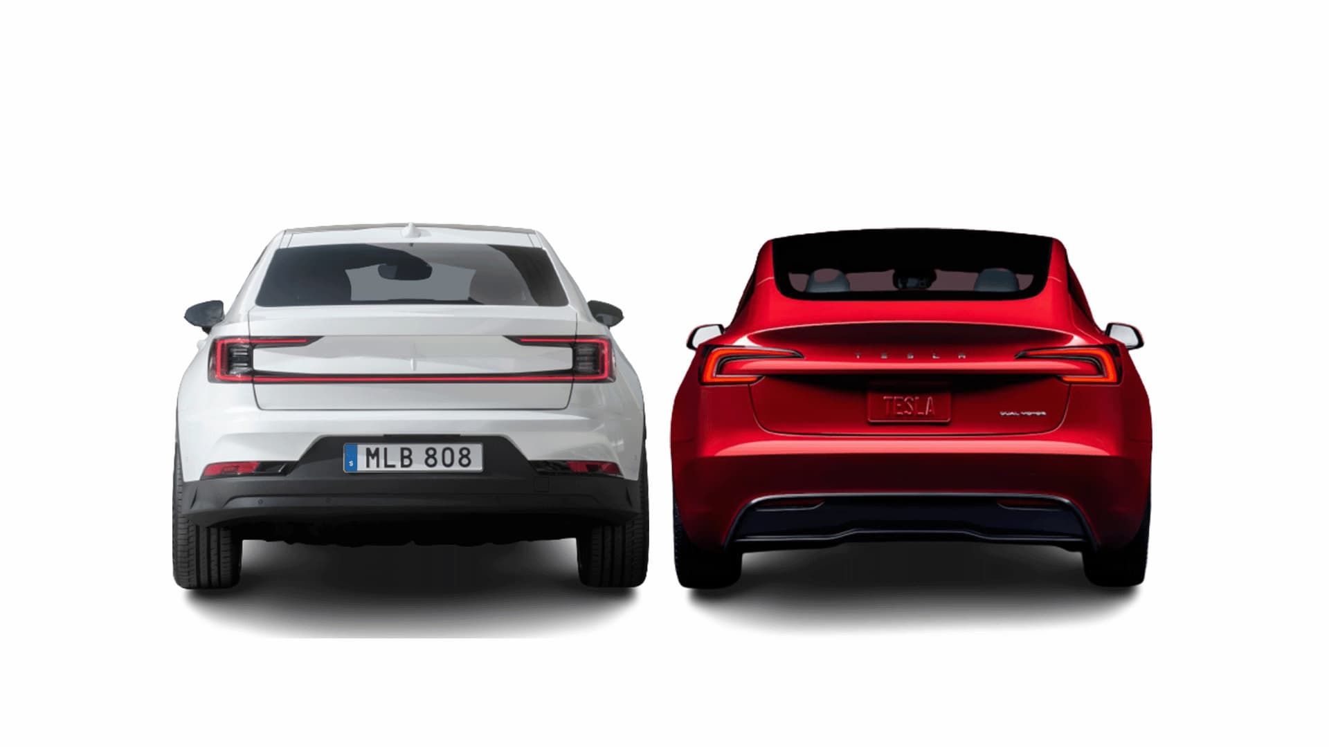 Polestar 2 (2024) vs Tesla Model 3 (2024) rear