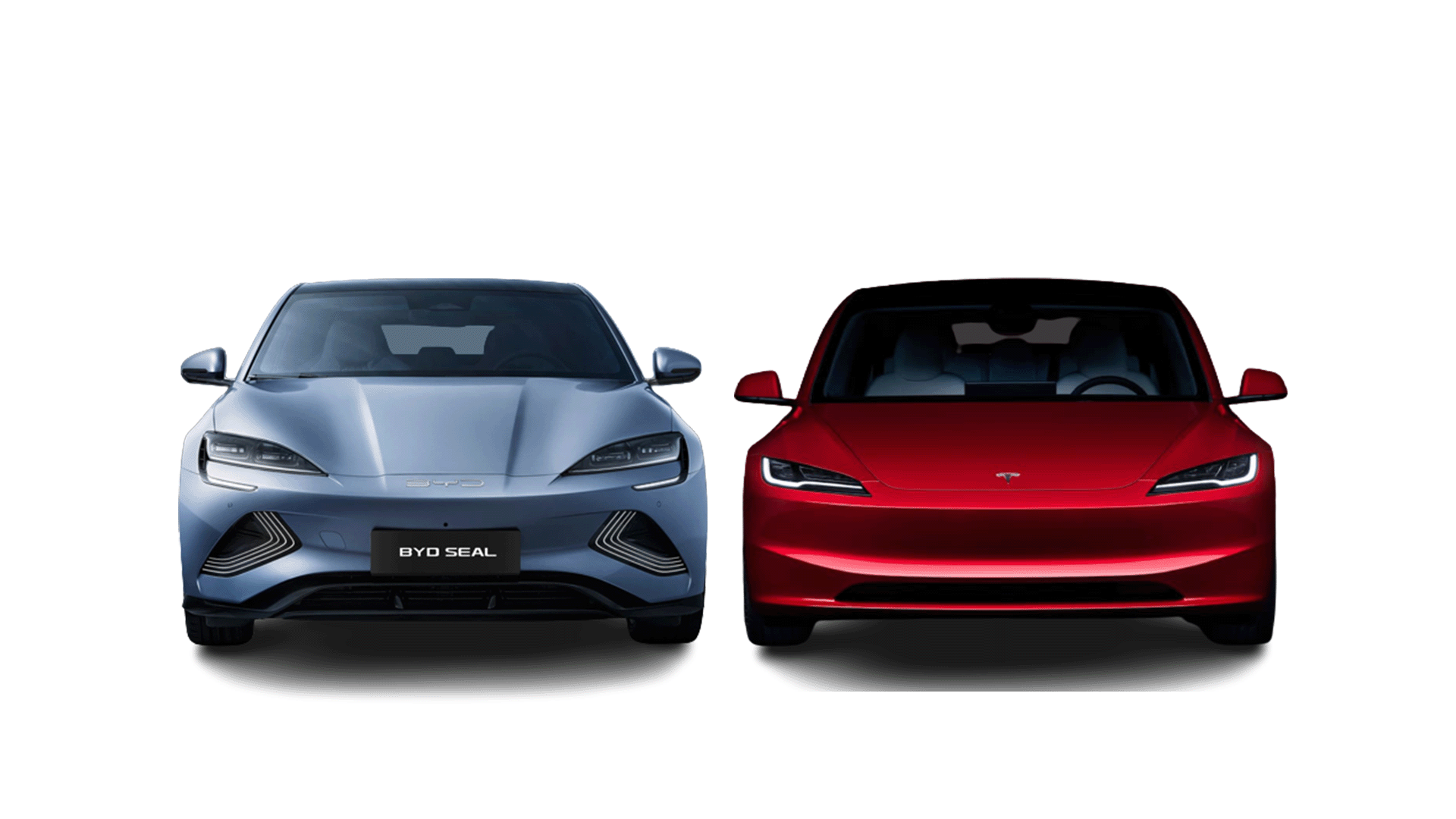 BYD Seal vs Tesla Model 3 (2024) Front
