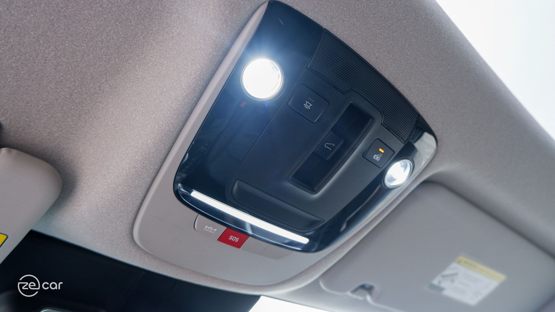 Kia Niro EV interior ceiling controls and wing mirror