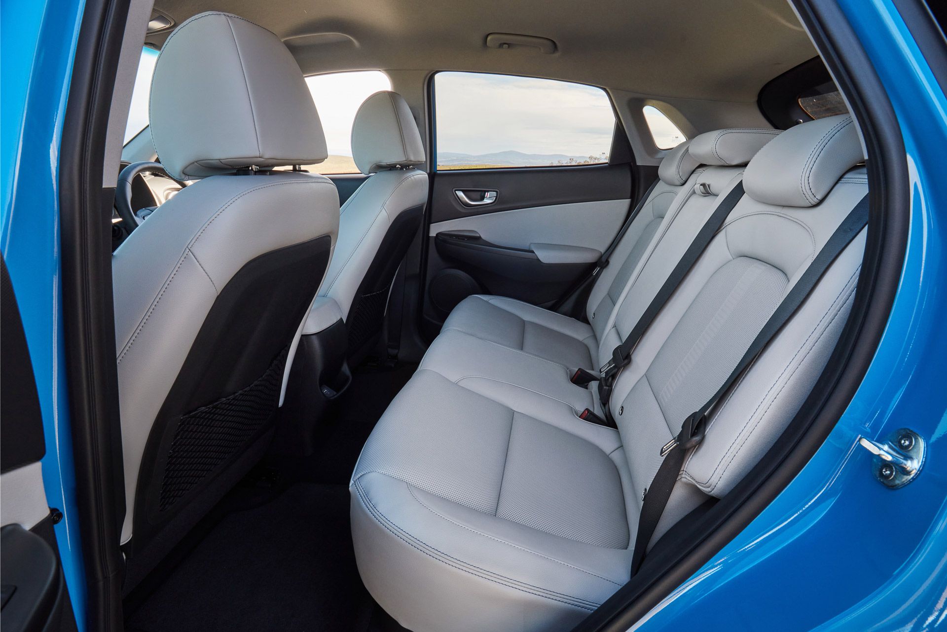 Hyundai Kona Electric digital speedometer and rear row interior seats