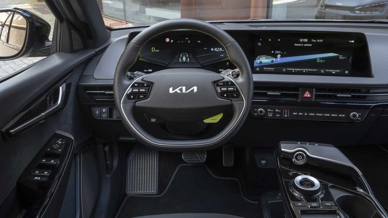 Kia EV6 GT interior view from driver's seat