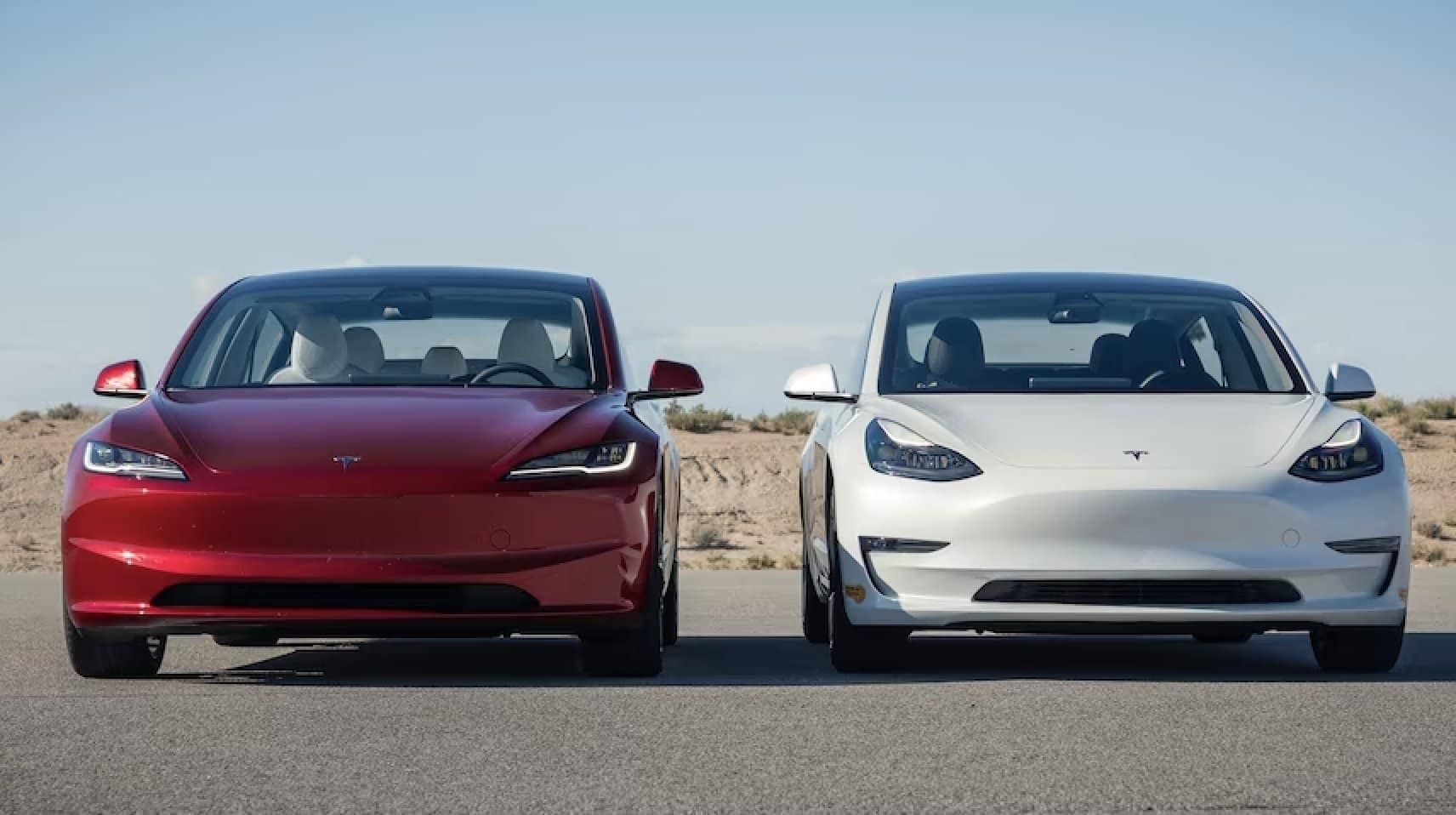 2024 vs 2024 Tesla Model 3 front profile