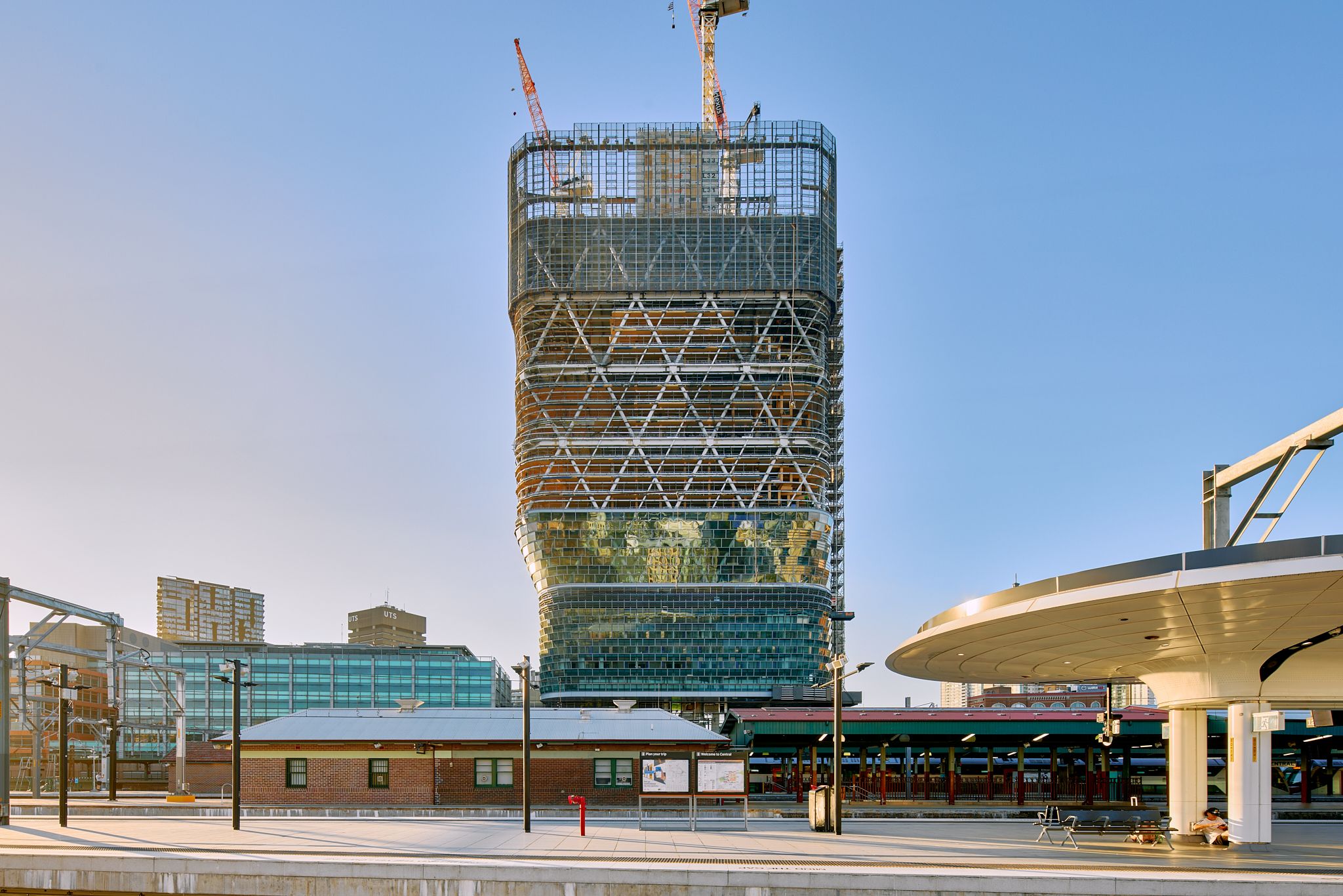 BVN Architecture Atlassian HQ Sydney CBD workplace design — timber hybrid tower under construction