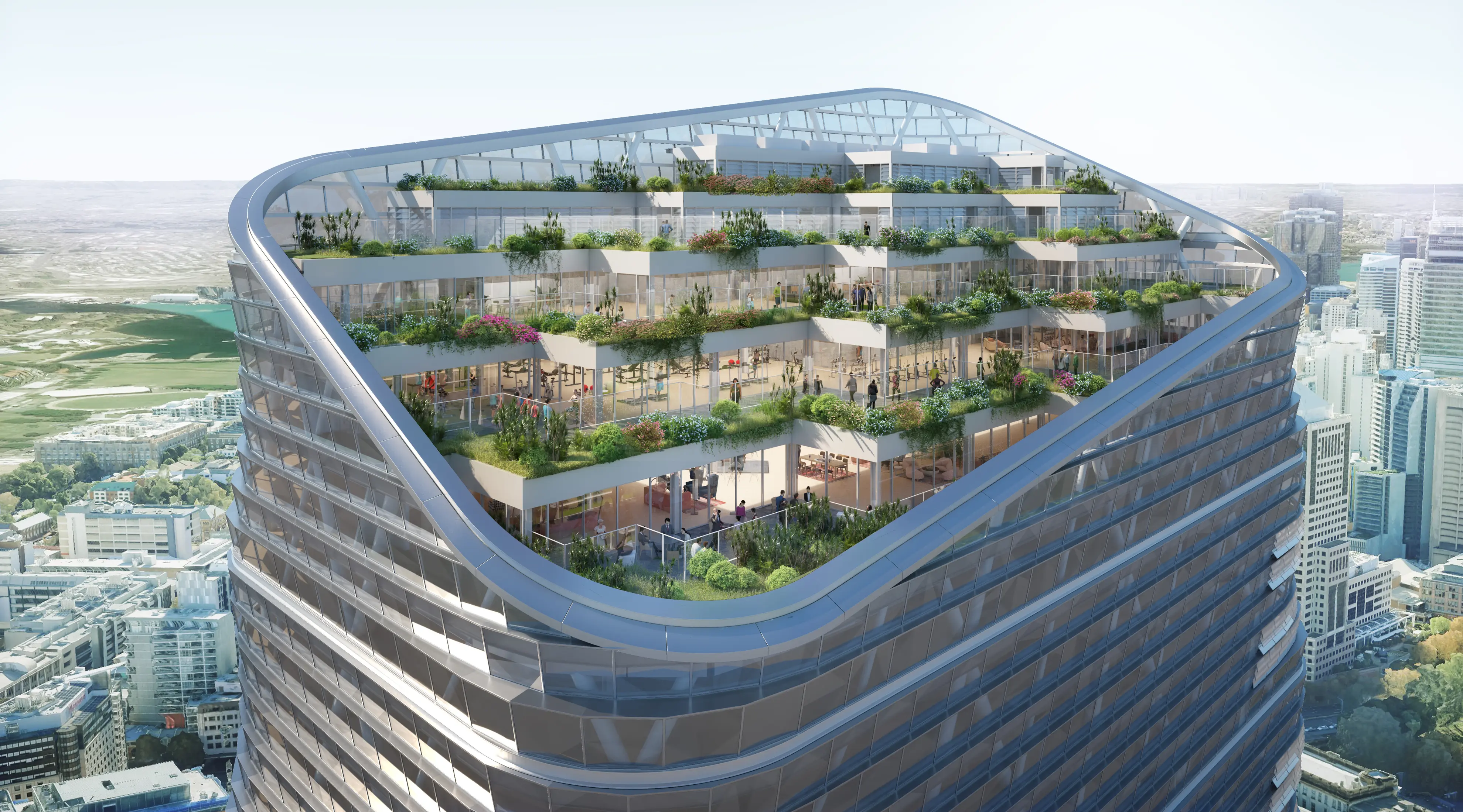 BVN Architecture — BVN Architecture Sydney workplace — biophilic rooftop terraces with integrated planting, future of work design