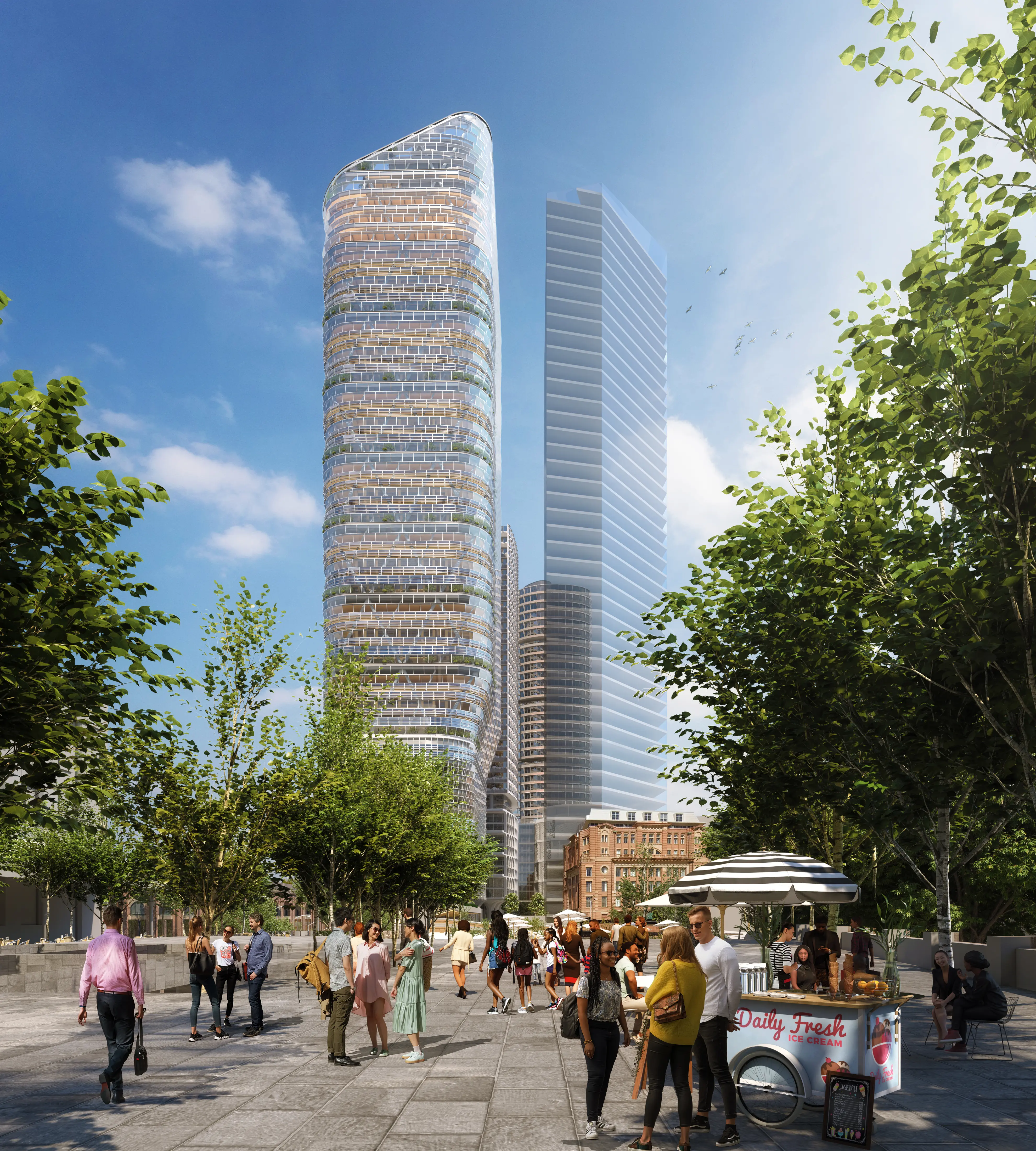 BVN Architecture — BVN Architecture Sydney mixed-use development — sculptural tower with activated public realm and community gathering plaza