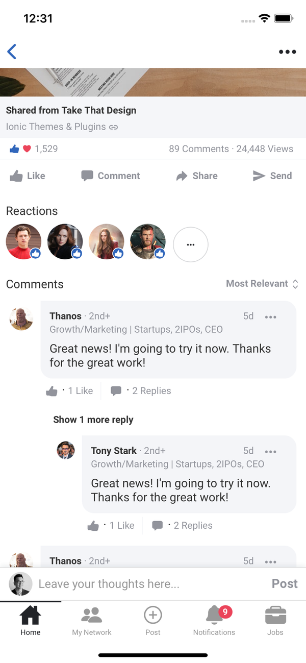 LinkedIn React 5 | Take That Design