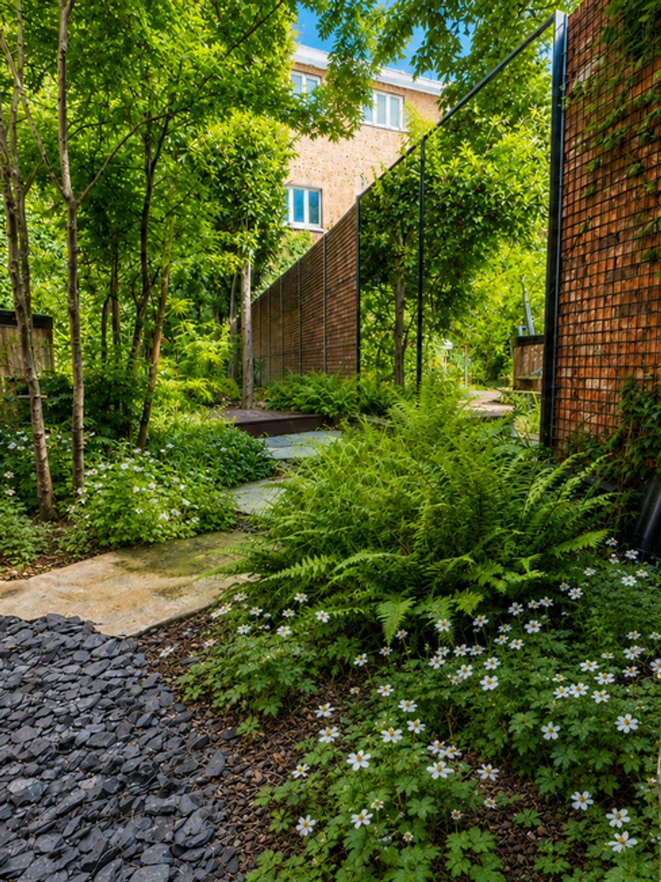 Aangelegd tuinpad met natuursteen