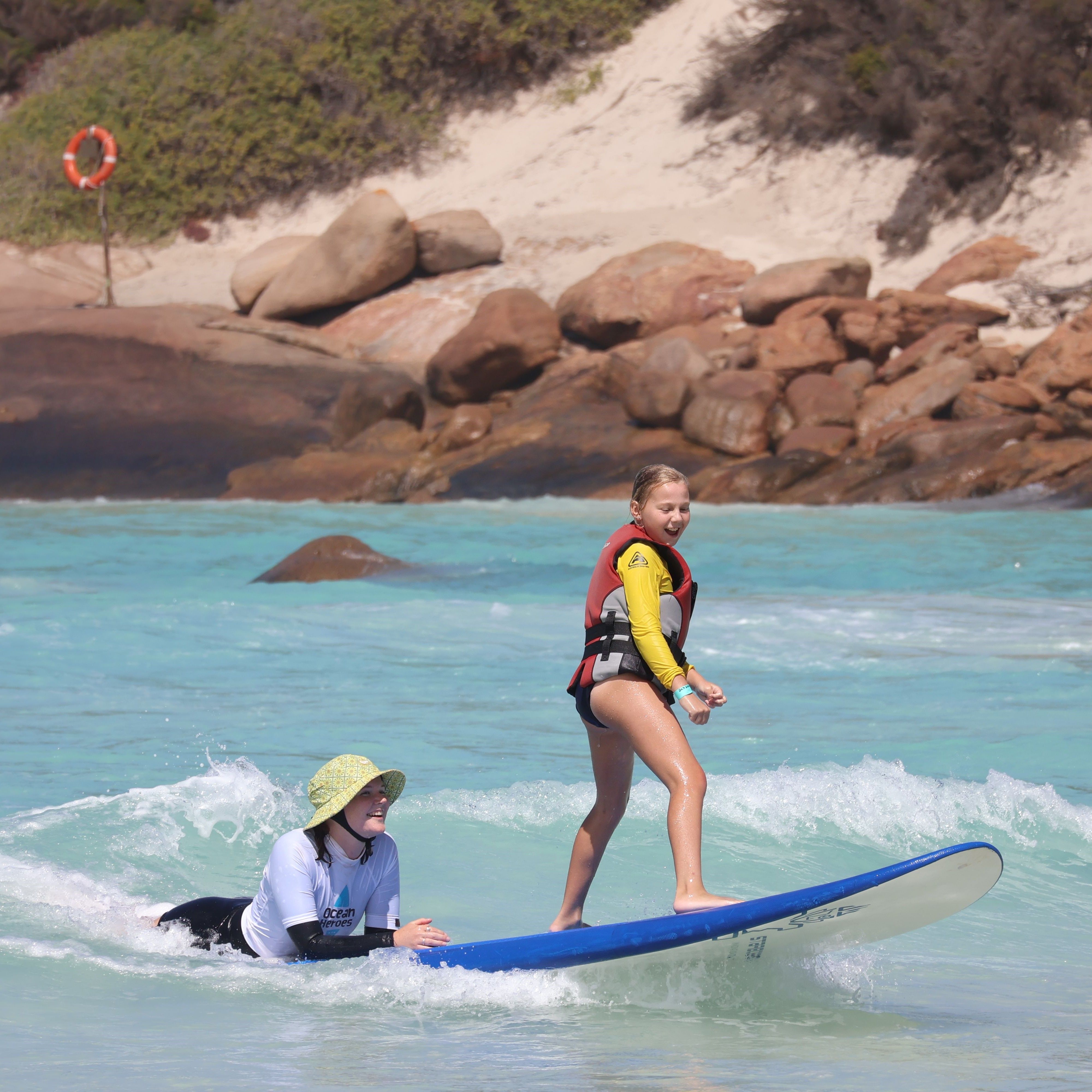 Girl on a surfboard in the ocean