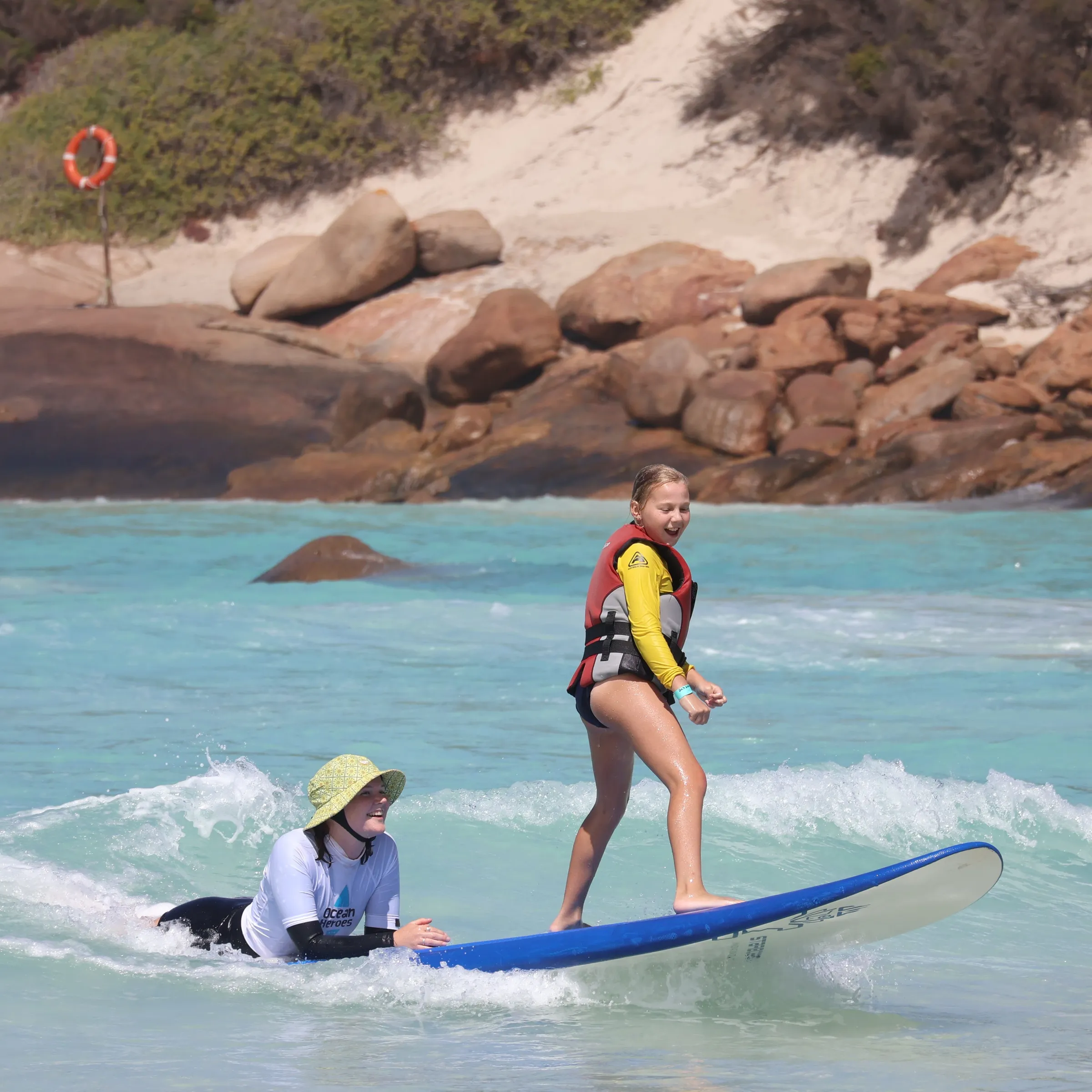 Girl on a surfboard in the ocean