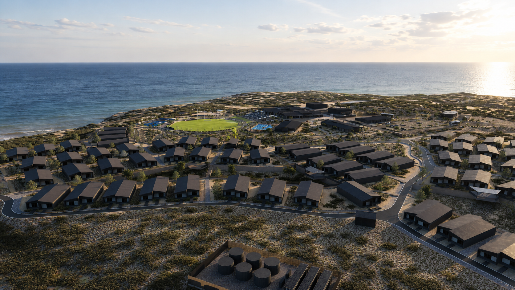 Aerial shot render of new Lot 300 development 