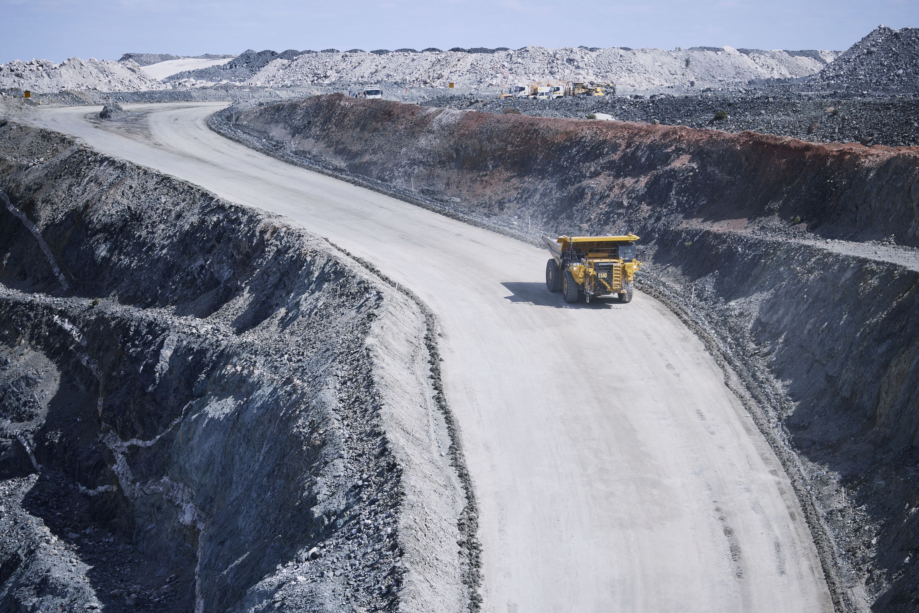 truck driving at lithium mine site mt marion