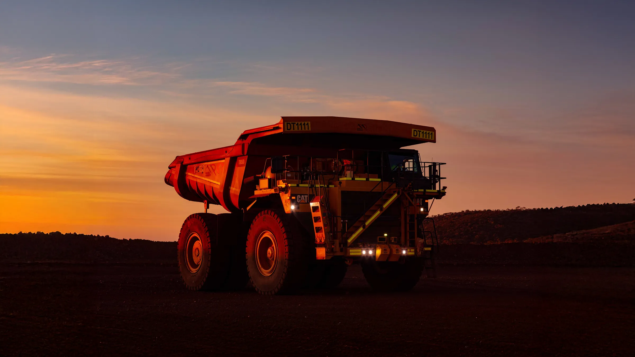 Mineral Resources drump truck at sunset