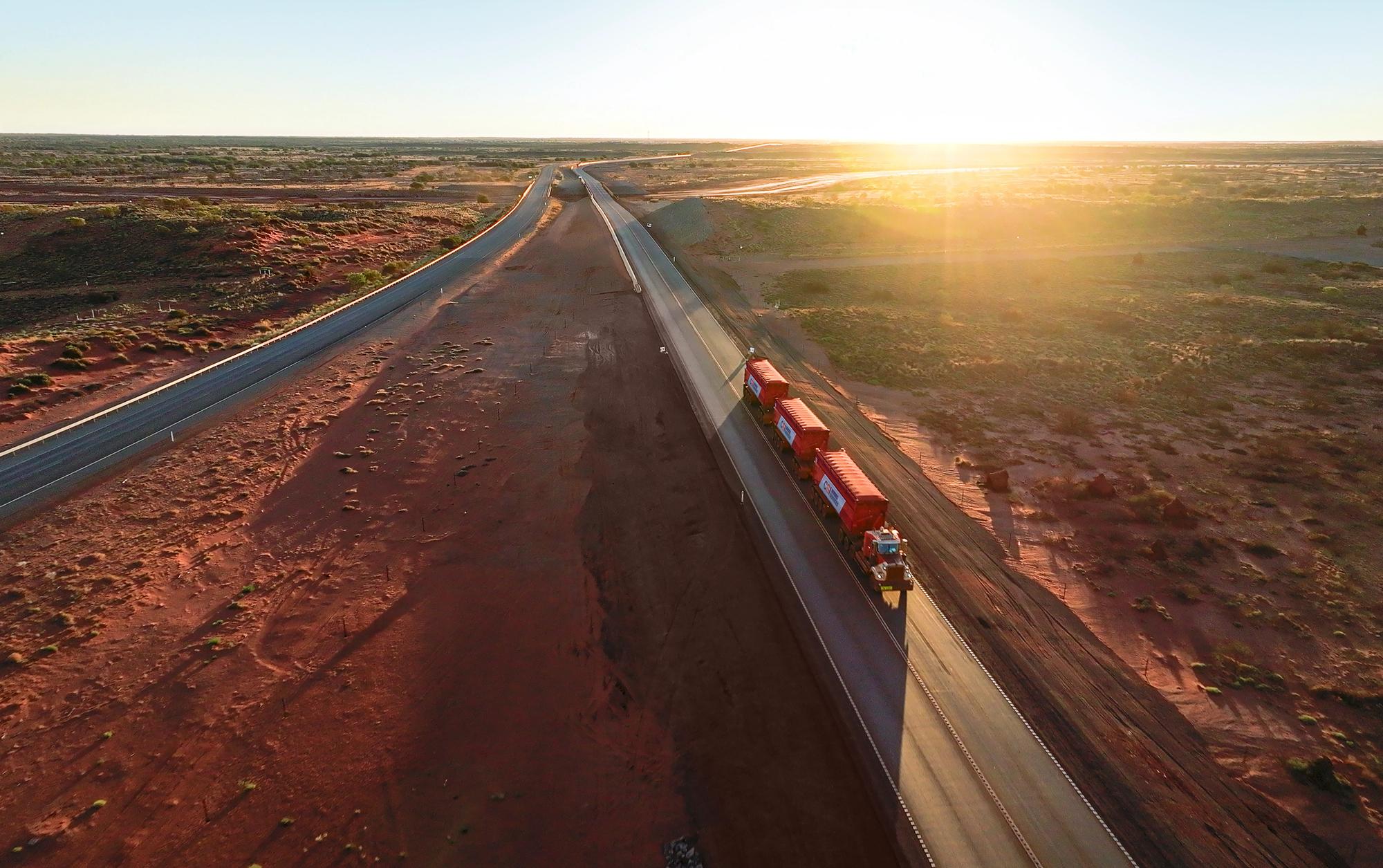 private haul road at sunrise