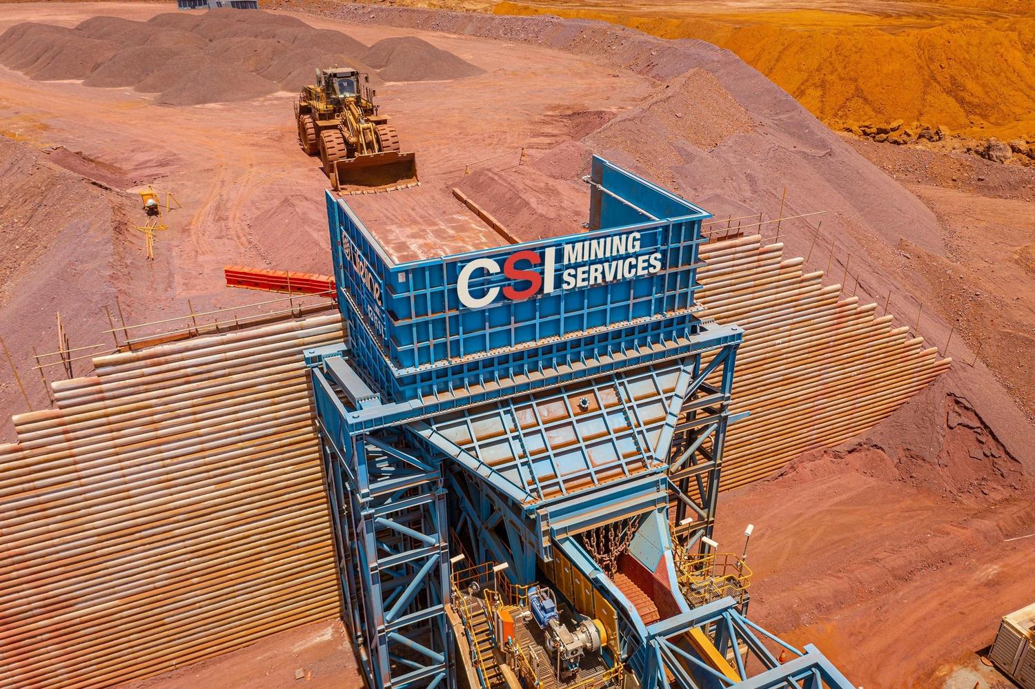 CSI logo on a crusher