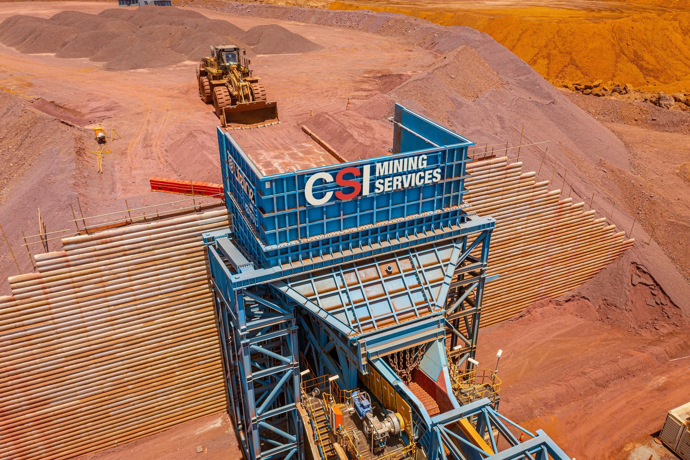 CSI logo on a crusher