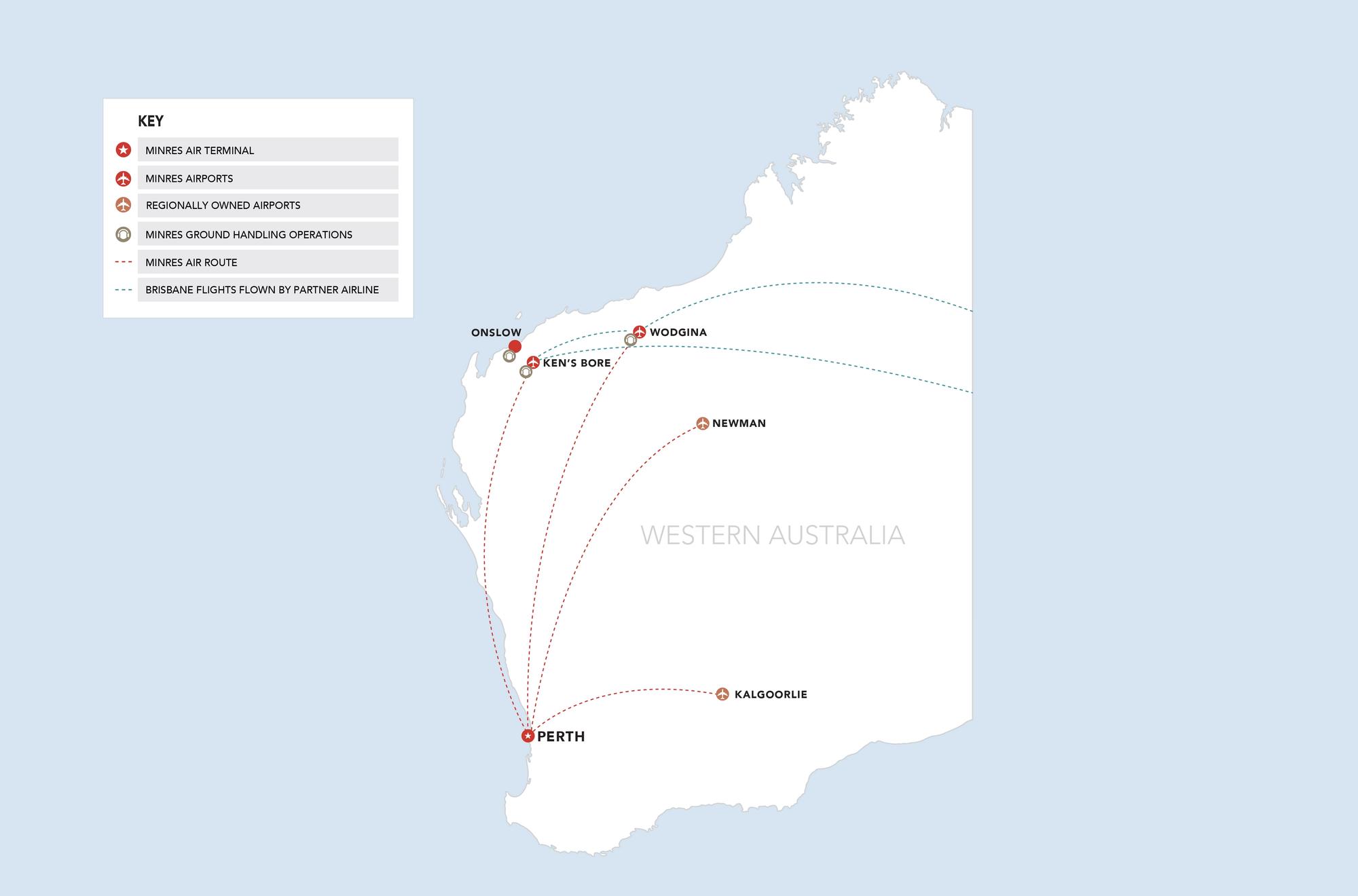 Flight network map for MinRes Air