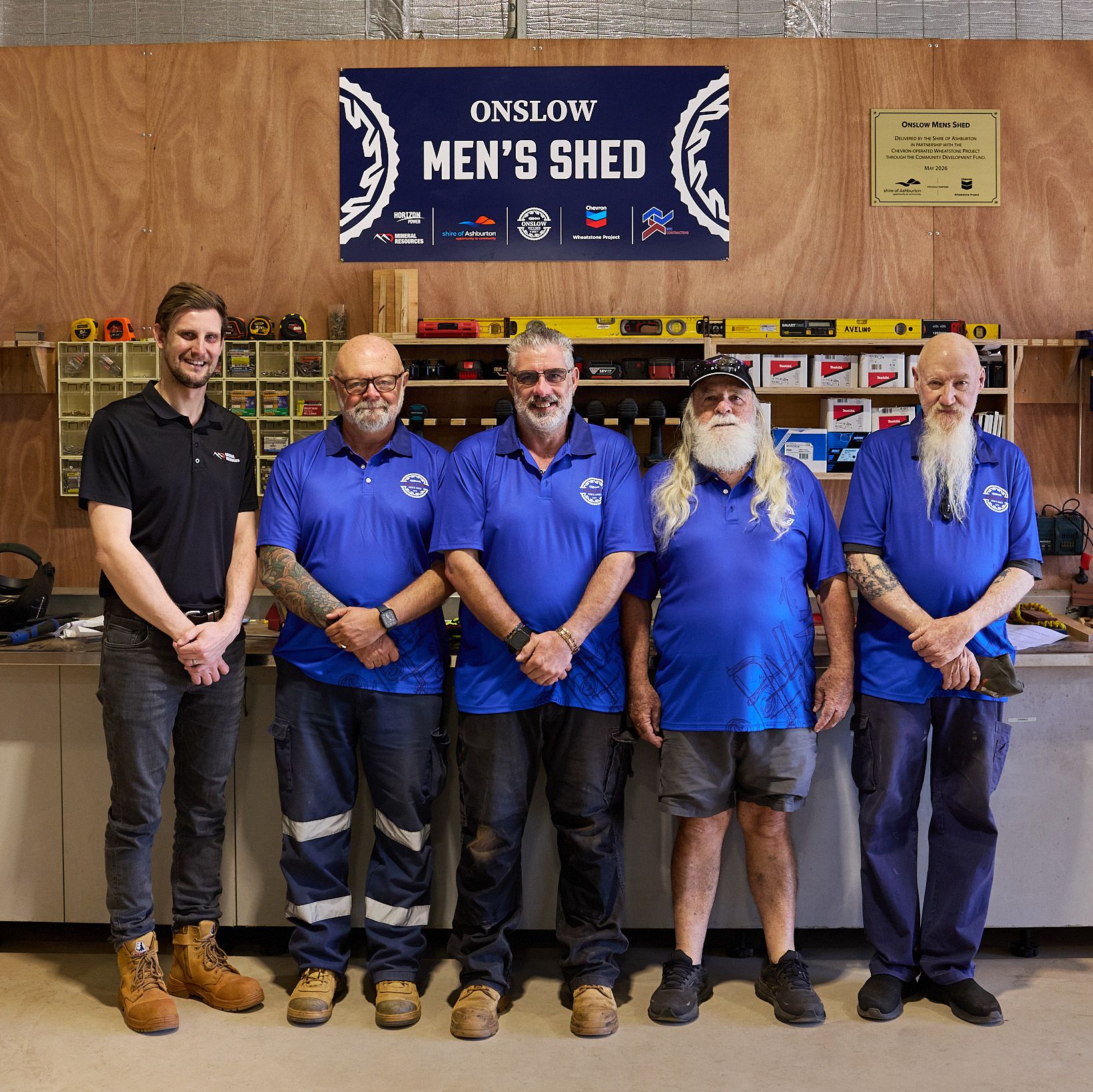 Men standing together at a Mens Shed