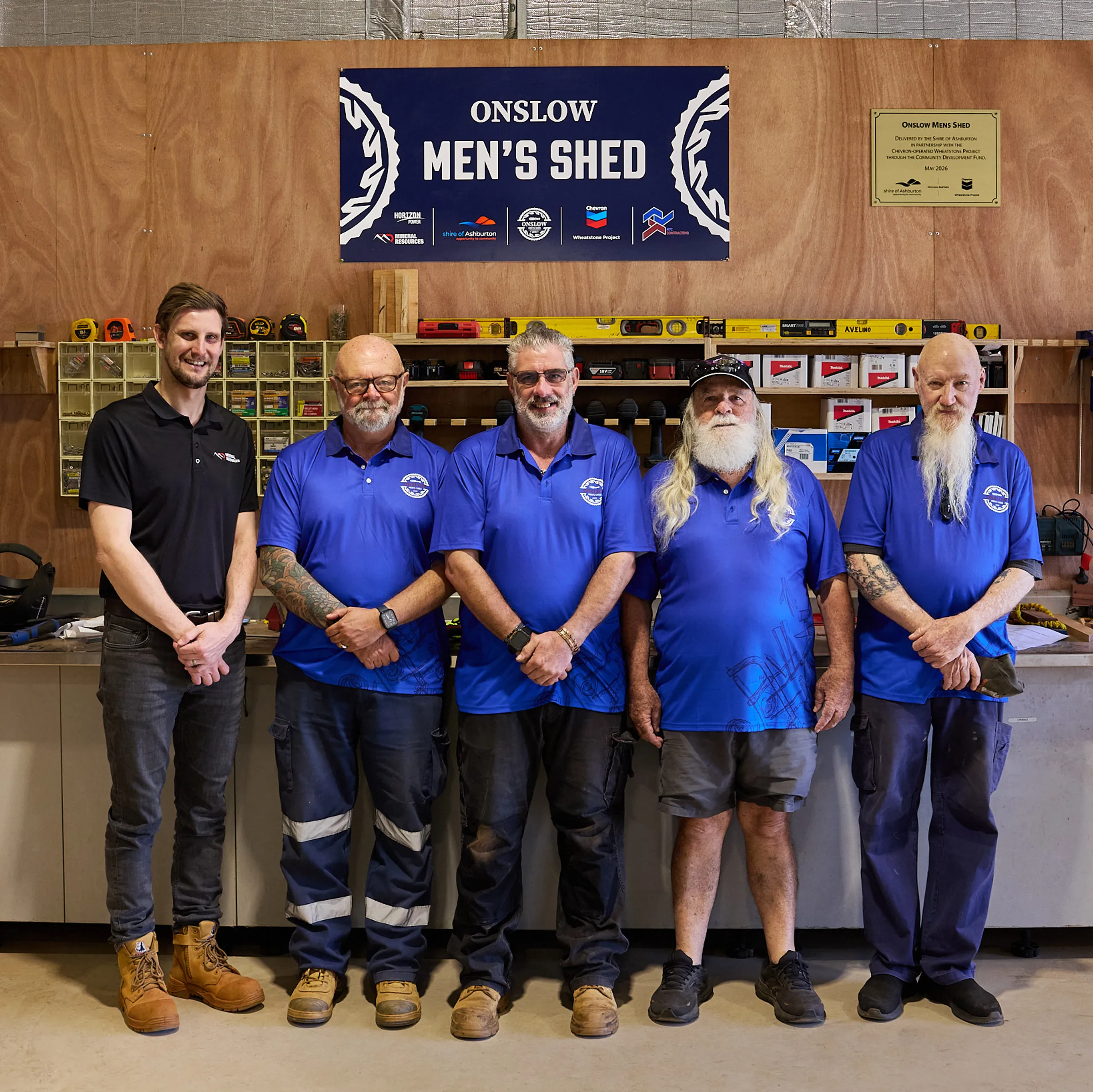 Men standing together at a Mens Shed