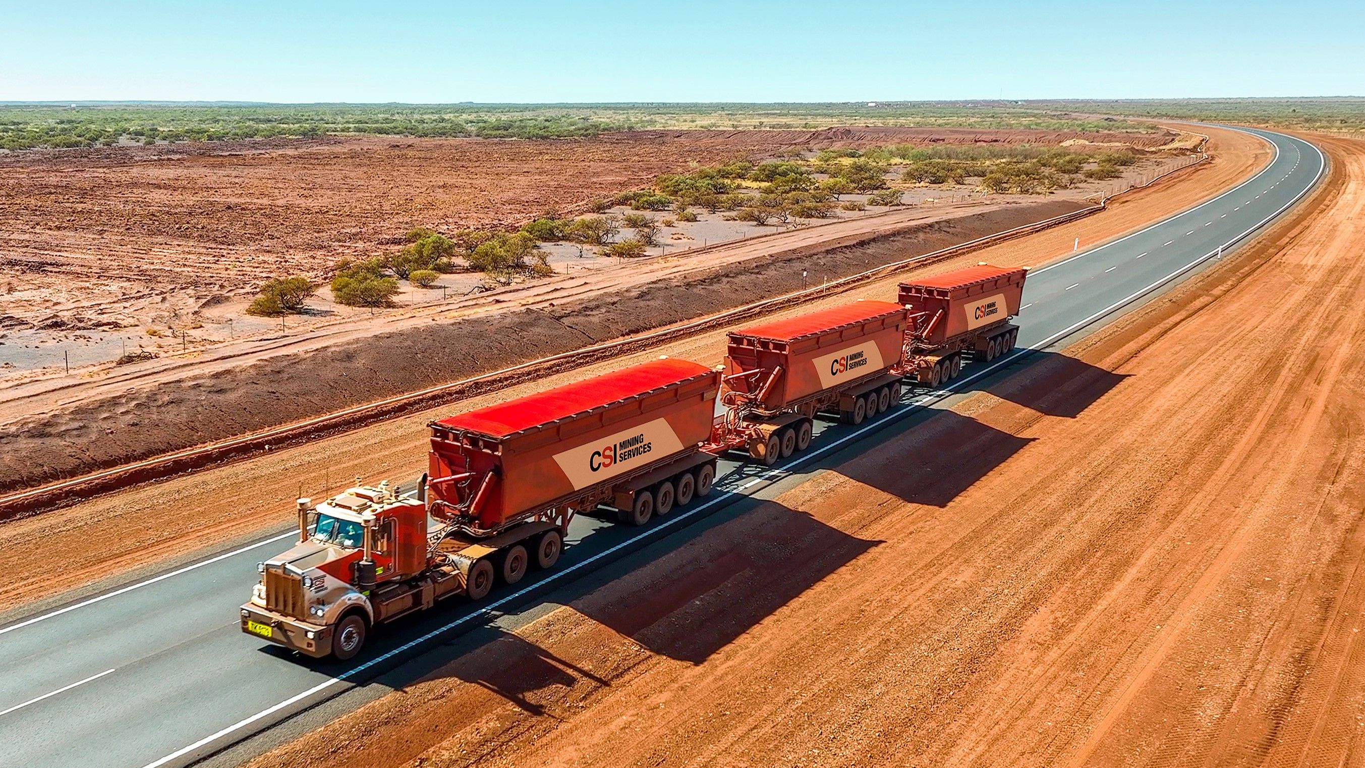 Road train on red dirt