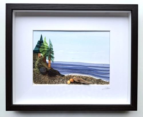 Framed textile collage