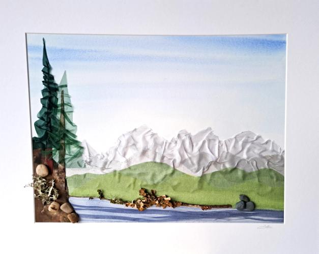 Mountains  Textile Collage