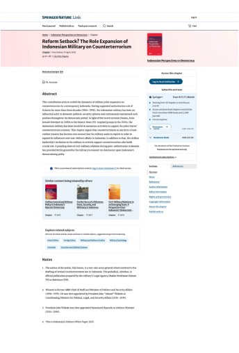 Kemunduran Reformasi? Ekspansi Peran Militer Indonesia dalam Kontraterorisme