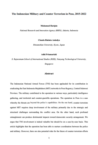The Indonesian military and counter terrorism in Poso, 2015–2022