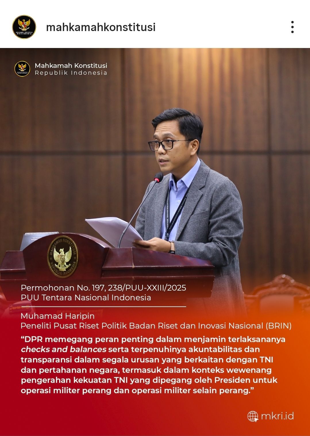 Haripin's Expert Testimony before the Constitutional Court