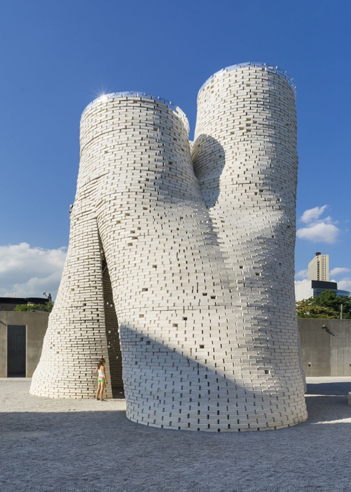 Hy-Fi mycelium brick tower at MoMA PS1, 2014, designed by The Living