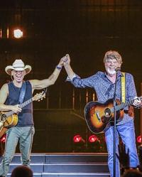 Kenny Chesney and Mac McAnally performing together at Sphere Las Vegas